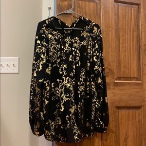 Black and Gold Metallic Blouse